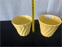 Pair Yellow Pottery  Planters Bauer