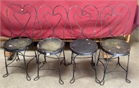 4 Metal Outdoor Heart Back Chairs***