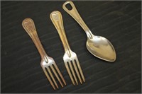 Two WW1 Military Forks & Later Military Spoon