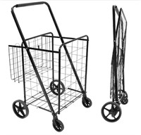 Steel 4-Wheel Rolling Utility Shopping Cart