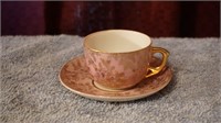 Demitasse Cup and Saucer with Pink, Purple & Gold