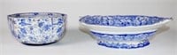 Two various vintage blue & white ceramic bowls