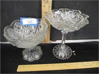 2 Pedastal glass compote