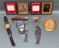 DAUGUERIOTYPES, WATCHES, PEN KNIFE LOT