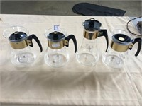 4 Vintage Corning Starburst Coffee & Tea Pots