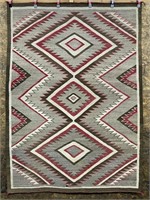 Vintage Hand Woven Navajo Rug 71x52, Has some