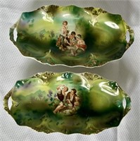 2 RS Prussia Trays - Dice Throwers & Melon Eaters