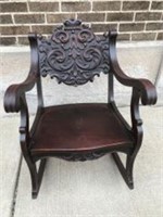 Ornate Wood Victorian Rocking Chair
