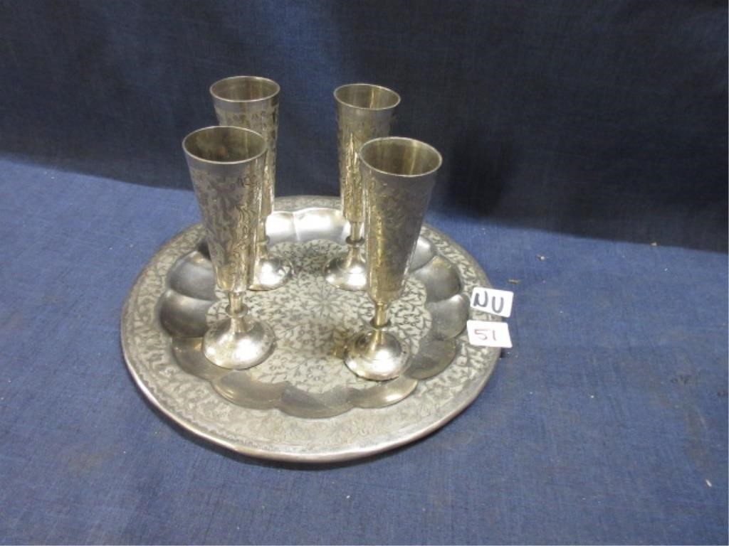metal tray and cups