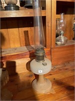 Tall Oil Lamp with Milk Glass Base