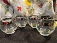 (5) Libbey Roly Poly Cocktail Glasses W/ Silver