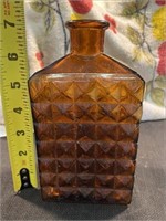 Vintage Spanish Amber Glass Decanter Bottle 7" H