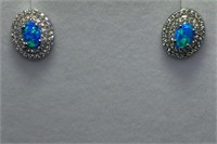 Blue opal earrings