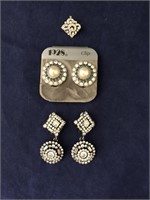 Crystal Accent Designer Clip Earrings
