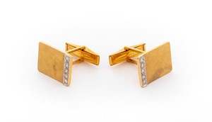 14K Yellow Gold Diamond Cufflinks