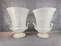 Pair of Frosted Glass Urns, Style of Carlo Scarpa