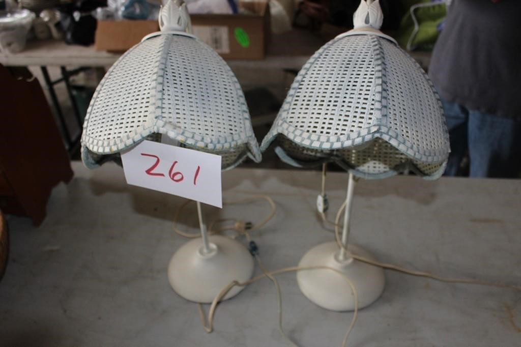 2 OLD TULIP LAMPS 22" TALL