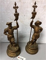 French Cavalier soldier Girandole Statues