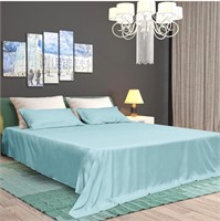 Mooreeke Bamboo AQUA BLUE QUEEN BED SHEETS SET