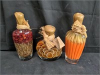 3 decorative bottles - pickled fruits & vegetables