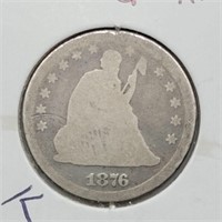 1876 SEATED LIBERTY QUARTER