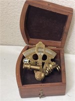 Vintage Brass Nautical Sextant With Wood Box
8x6