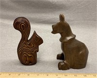 Carved Iron Wood Dog. Carved Wood Squirrel Canada
