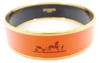 Hermes Orange Enamel Bangle Bracelet