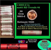 THIS AUCTION ONLY! BU Shotgun Lincoln 1c roll, 199