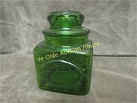 1970s' Small Green Wheaton Glass Covered Jar