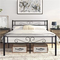 Queen Platfrom Bed Frame with Vintage Headboard