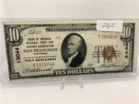 1929 $ 10 Bill San Francisco, Calif.