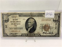 1929 $10 Bil 1st Nat Bank Dubque, IA