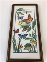Framed Butterfly Cross Stitch 22" x 11"
