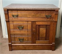 Antique Marble Top Wash Stand  on Casters-UPSTAIRS