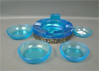 Fenton Celeste Blue # 202 5 Piece Smoke Set