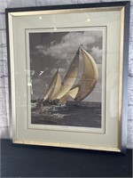 Framed Photo of Sloop Lutine in 1951 Sailing in