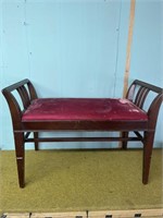 Vintage vanity bench crush velvet burgundy