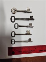 Set of 5 Skeleton Keys - Some Marked