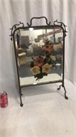 Beveled mirrored hand painted fireplace screen
