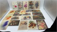 22 vtg. flowers & fruits postcards early 1900's