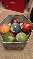 Container of Wooden Christmas Bulbs Twelve Days
