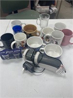 Miscellaneous lot cups shot glass set and knife