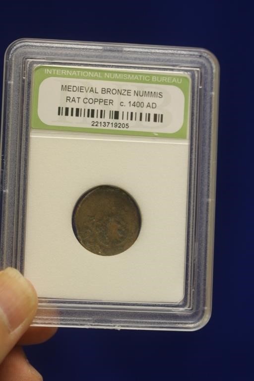 A Slabbed Medievel Bronze Nummis Coin