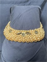 Mid Century Pearl Bead & Rhinestone Collar