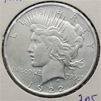 1922 D PEACE SILVER DOLLAR