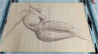 Greg Lauren charcoal on paper nude abstract