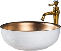 White Gold Ceramic Round Sink Bowl