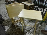 SET OF WOODEN TV TABLES