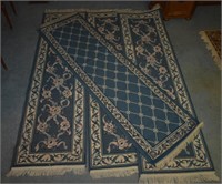4 pcs. Blue & White Color Hallway Runner Carpets